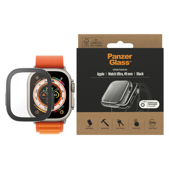Sticlă securizată Full Body AB pentru Apple Watch Ultra 2 49 mm, Negru, PanzerGlass