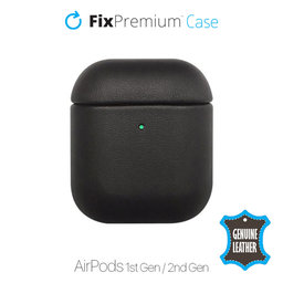 FixPremium - Piele Caz pentru AirPods 1 & 2, negru