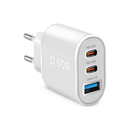 SBS - 45W Adaptor de încărcare USB, 2x USB-C, PowerDelivery, alb