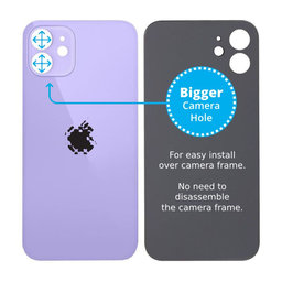 Apple iPhone 12 - Sticlă Carcasă Spate cu Orificiu Mărit pentru Cameră (Purple)