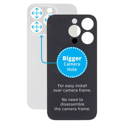 Apple iPhone 14 Pro - Sticlă Carcasă Spate cu Orificiu Mărit pentru Cameră (Silver)