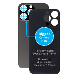 Apple iPhone 14 Pro Max - Sticlă Carcasă Spate cu Orificiu Mărit pentru Cameră (Space Black)
