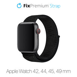 FixPremium - Nylon Curea pentru Apple Watch (42, 44, 45 & 49mm), negru