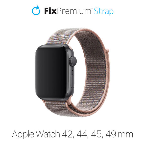 FixPremium - Nylon Curea pentru Apple Watch (42, 44, 45 & 49mm), roz