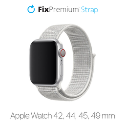 FixPremium - Nylon Curea pentru Apple Watch (42, 44, 45 & 49mm), alb