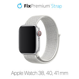 FixPremium - Nylon Curea pentru Apple Watch (38, 40 & 41mm), alb