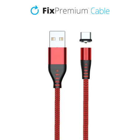 FixPremium - USB-C / USB Cablu Magnetic (2m), roșu