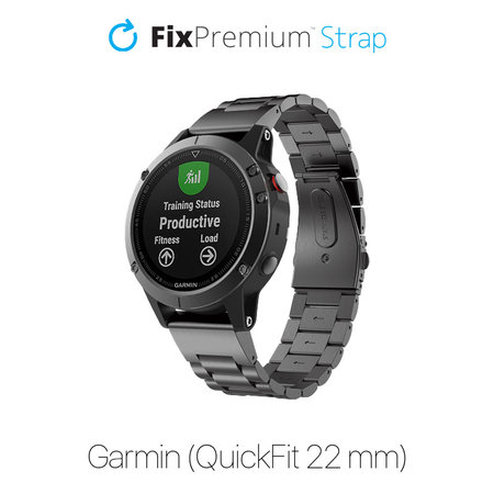 FixPremium - Curea din otel inoxidabil pentru Garmin (QuickFit 22mm), negru