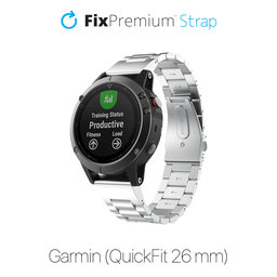 FixPremium - Curea din otel inoxidabil pentru Garmin (QuickFit 26mm), argint