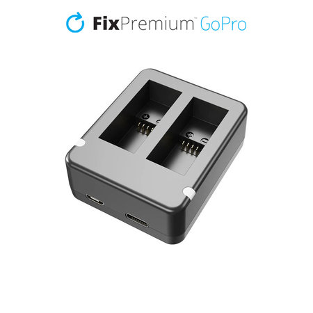 FixPremium - Sta?ie de încărcare pentru 2 GoPro baterii (Hero (2018)/Hero 5/Hero 6/Hero 7/Hero 8), negru