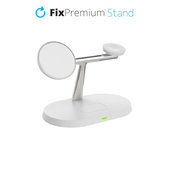 FixPremium - MagSafe Stand 3v1 pentru iPhone, Apple Watch & AirPods, alb