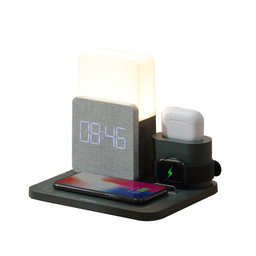 FixPremium - Stand cu o lampă 3in1 pentru iPhone, Apple Watch & AirPods, negru