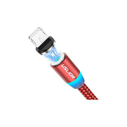 USLION - Cablu Lightning cu Conector Magnetic (1m), ro?u