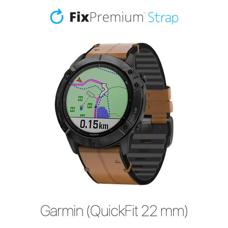 FixPremium - Piele Curea pentru Garmin (QuickFit 22mm), maro deschis
