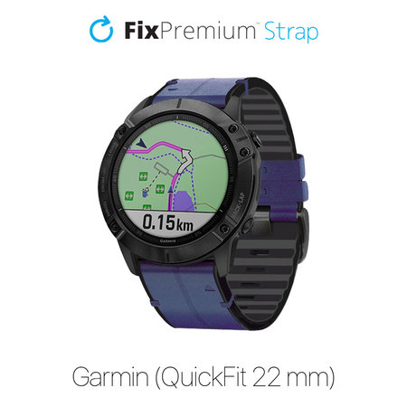 FixPremium - Piele Curea pentru Garmin (QuickFit 22mm), albastru