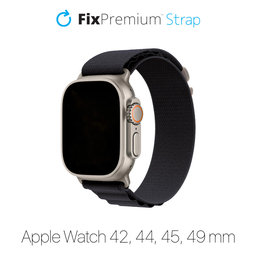 FixPremium - Curea Alpine Loop pentru Apple Watch (42, 44, 45 & 49mm), negru