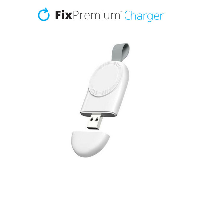 FixPremium - Încărcător USB de călătorie pentru Apple Watch, alb