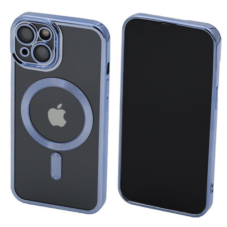 FixPremium - Caz Crystal cu MagSafe pentru iPhone 13 & 14, albastru