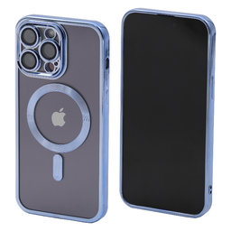 FixPremium - Caz Crystal cu MagSafe pentru iPhone 14 Pro Max, albastru