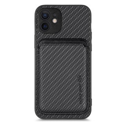 FixPremium - Caz Carbon cu MagSafe Wallet pentru iPhone 12 mini, negru