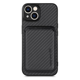 FixPremium - Caz Carbon cu MagSafe Wallet pentru iPhone 13 & 14, negru