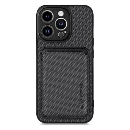 FixPremium - Caz Carbon cu MagSafe Wallet pentru iPhone 13 Pro Max, negru