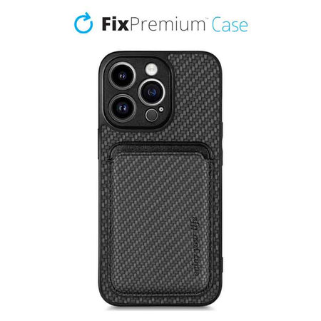 FixPremium - Caz Carbon cu MagSafe Wallet pentru iPhone 14 Pro, negru