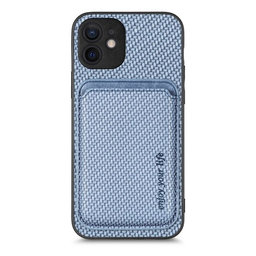 FixPremium - Caz Carbon cu MagSafe Wallet pentru iPhone 12 & 12 Pro, albastru
