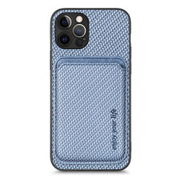 FixPremium - Caz Carbon cu MagSafe Wallet pentru iPhone 12 Pro Max, albastru