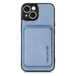 FixPremium - Caz Carbon cu MagSafe Wallet pentru iPhone 13 mini, albastru