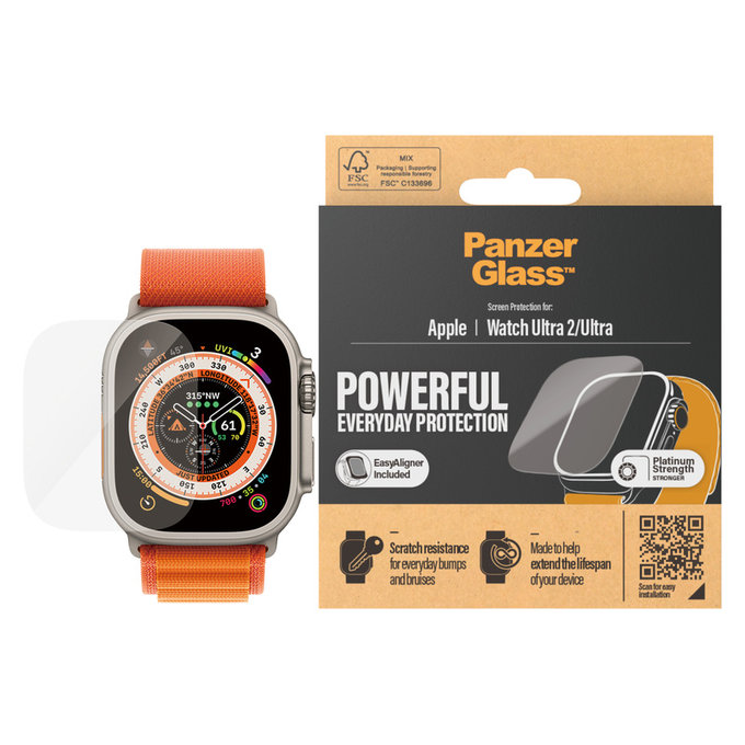 Sticlă securizată AB pentru Apple Watch Ultra 2/Ultra, Transparent, PanzerGlass