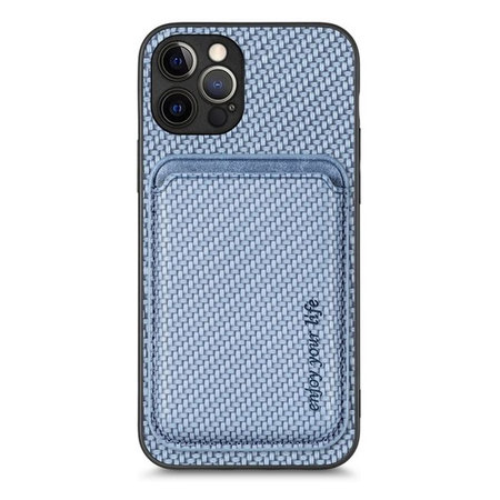 FixPremium - Caz Carbon cu MagSafe Wallet pentru iPhone 12 Pro, albastru