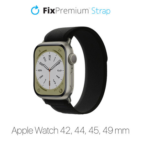 FixPremium - Curea Trail Loop pentru Apple Watch (42, 44, 45 & 49mm), negru