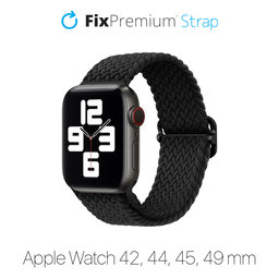 FixPremium - Curea Solo Loop pentru Apple Watch (42, 44, 45 & 49mm), negru