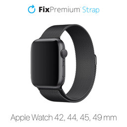 FixPremium - Curea Milanese Loop pentru Apple Watch (42, 44, 45 & 49mm), negru