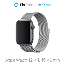 FixPremium - Curea Milanese Loop pentru Apple Watch (42, 44, 45 & 49mm), argint