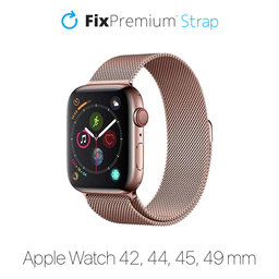 FixPremium - Curea Milanese Loop pentru Apple Watch (42, 44, 45 & 49mm), rose gold