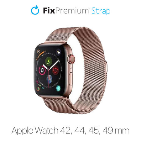 FixPremium - Curea Milanese Loop pentru Apple Watch (42, 44, 45 & 49mm), rose gold