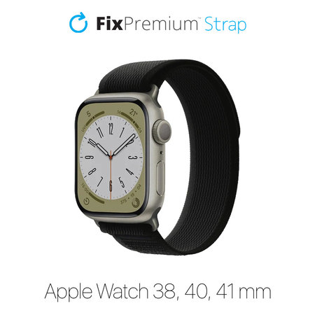 FixPremium - Curea Trail Loop pentru Apple Watch (38, 40 & 41mm), negru