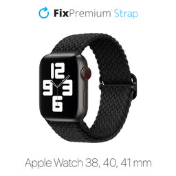 FixPremium - Curea Solo Loop pentru Apple Watch (38, 40 & 41mm), negru