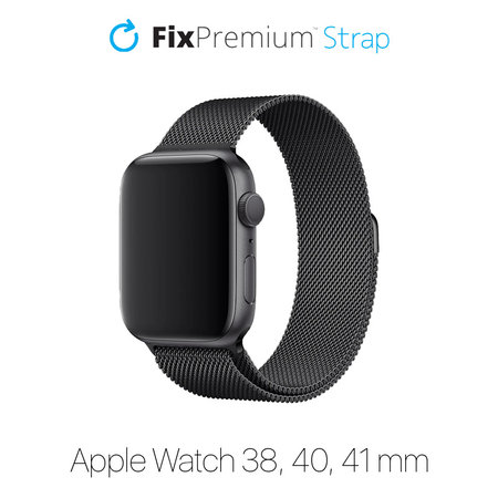 FixPremium - Curea Milanese Loop pentru Apple Watch (38, 40 & 41mm), negru