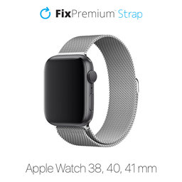 FixPremium - Curea Milanese Loop pentru Apple Watch (38, 40 & 41mm), argint