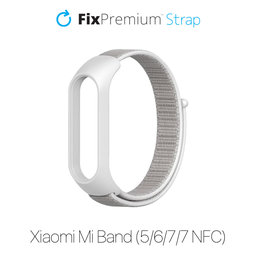 FixPremium - Nailon Curea pentru Xiaomi Mi Band (5/6/7/7 NFC), alb