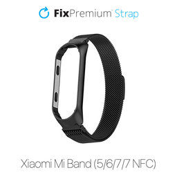 FixPremium - Curea Milanese Loop pentru Xiaomi Mi Band (5/6/7/7 NFC), negru