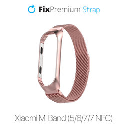 FixPremium - Curea Milanese Loop pentru Xiaomi Mi Band (5/6/7/7 NFC), rose gold