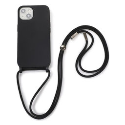 FixPremium - Silicon Caz cu String pentru iPhone 13 & 14, negru