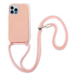 FixPremium - Silicon Caz cu String pentru iPhone 13 Pro, roz
