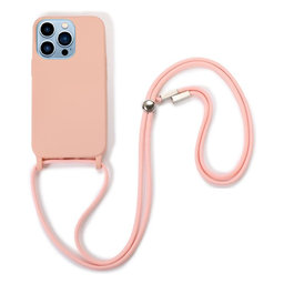 FixPremium - Silicon Caz cu String pentru iPhone 13 Pro Max, roz