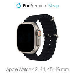 FixPremium - Curea Ocean Loop pentru Apple Watch (42, 44, 45 & 49mm), negru