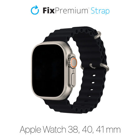 FixPremium - Curea Ocean Loop pentru Apple Watch (38, 40 & 41mm), negru